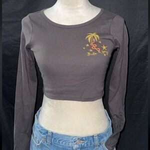 Billabong Charcoal Long Sleeve Crop Top